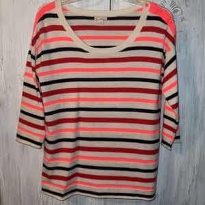 Gap spring stripe neon sweater with button shoulder